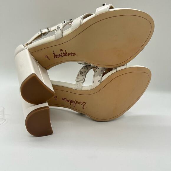 Sam Edelman Heels Womens 5.5 White Leather Yasha Studs Strappy Heels Sandals - Picture 7 of 11